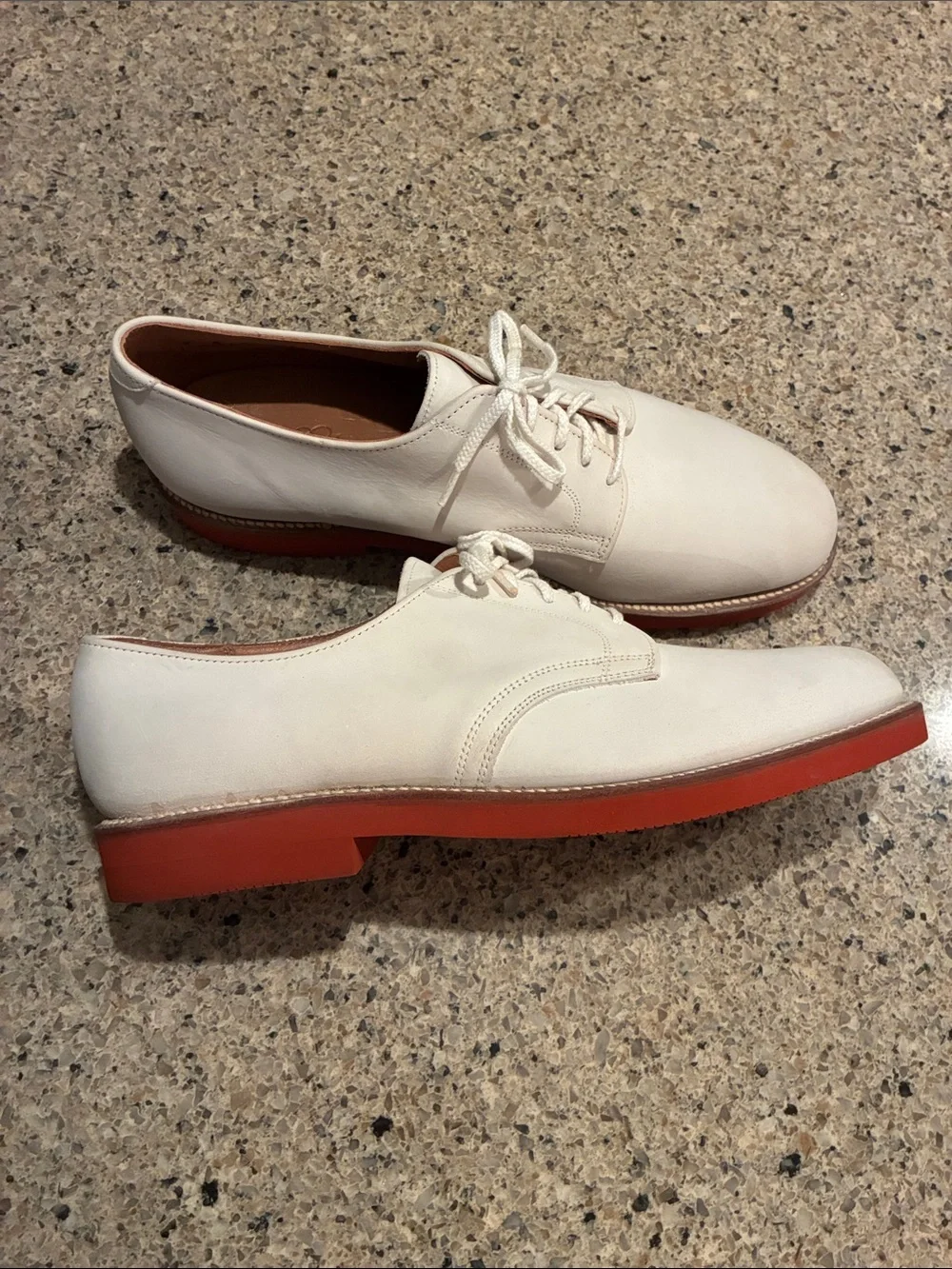 Vintage Brooks Brothers Men 9 E/C White Nubuck Suede Derby Oxford Dress Shoes